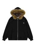 Y2K faux fur zip-up jacket