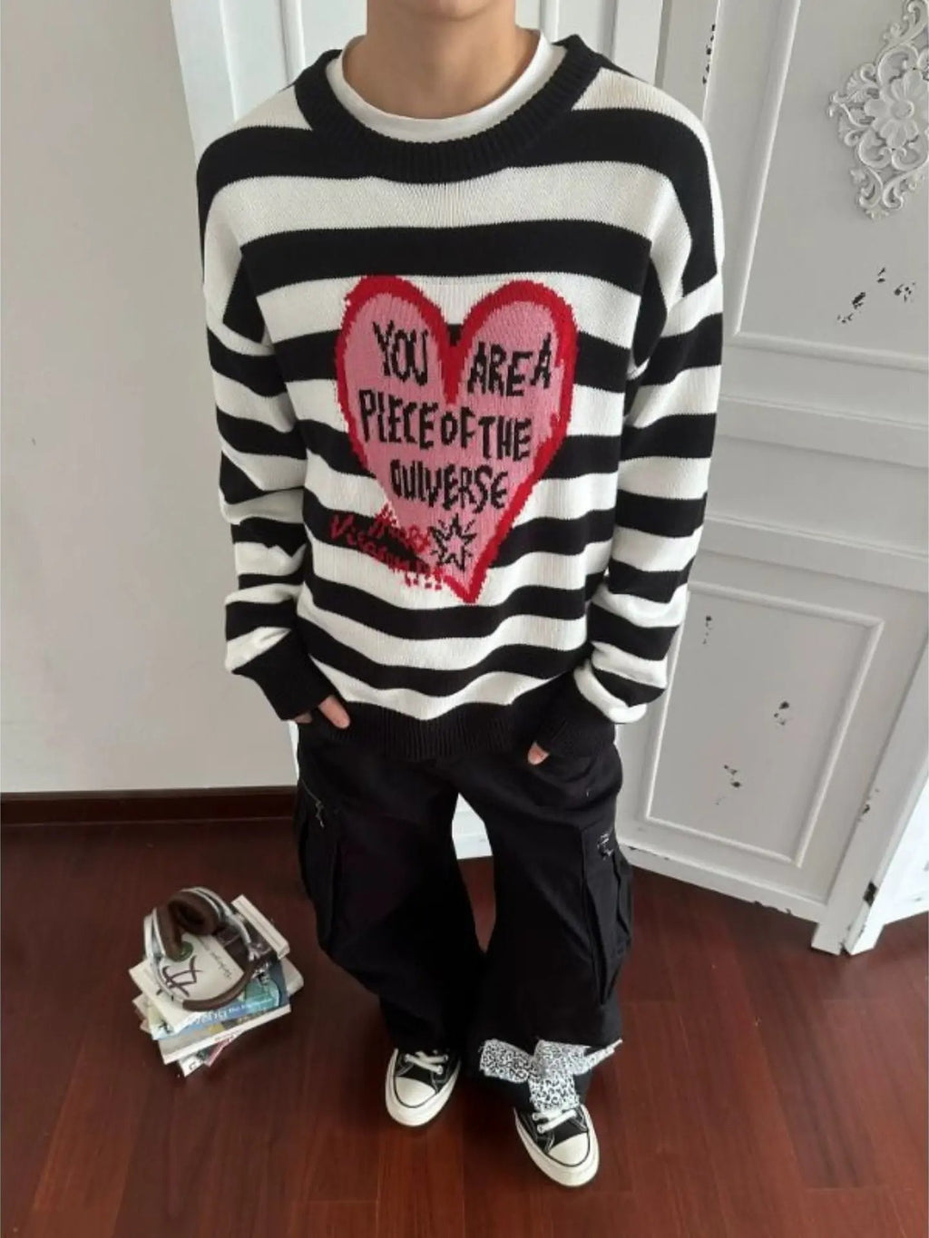 Heart striped sweater