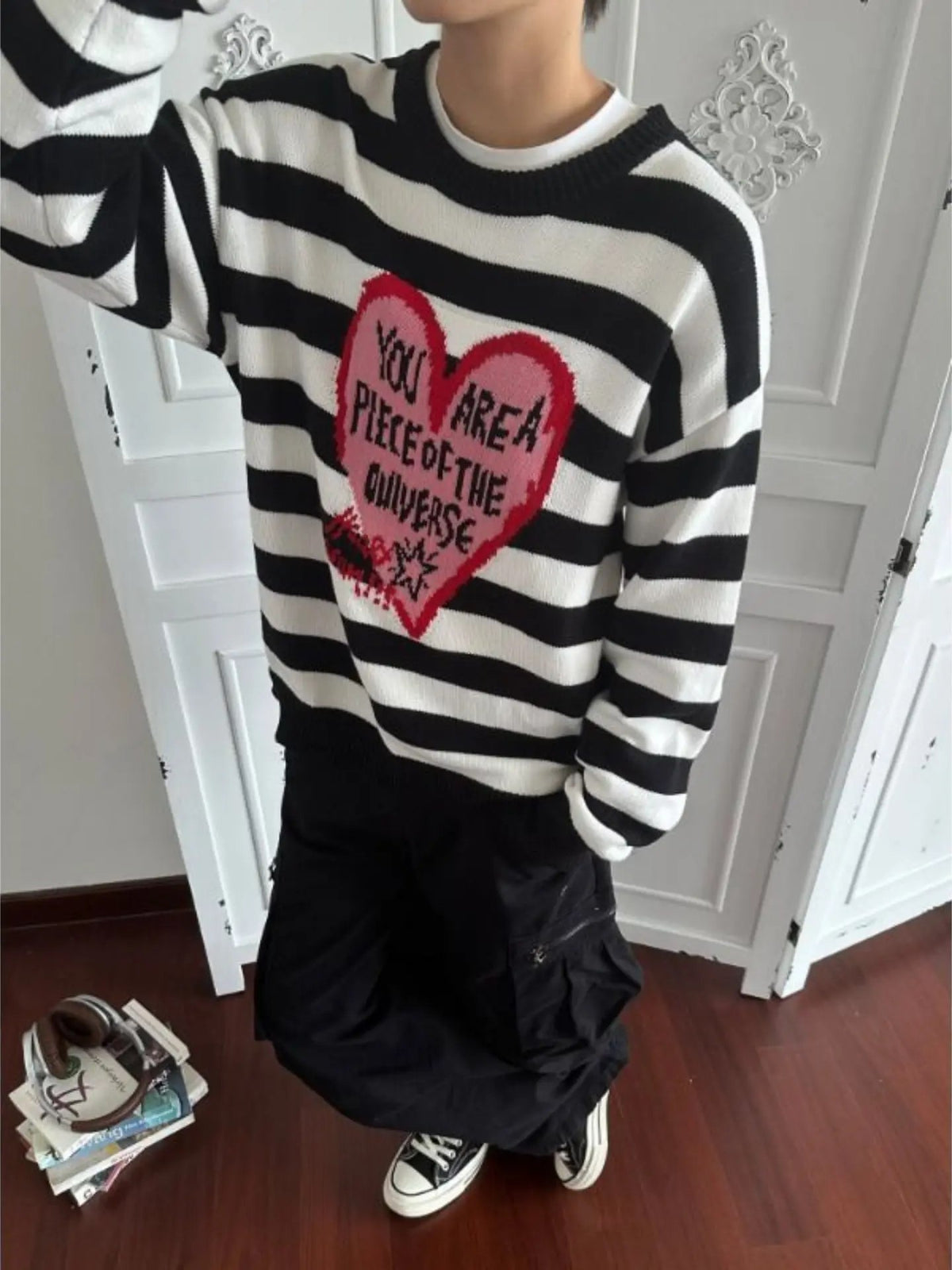 Heart striped sweater