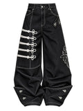 Frog-knot baggy jeans
