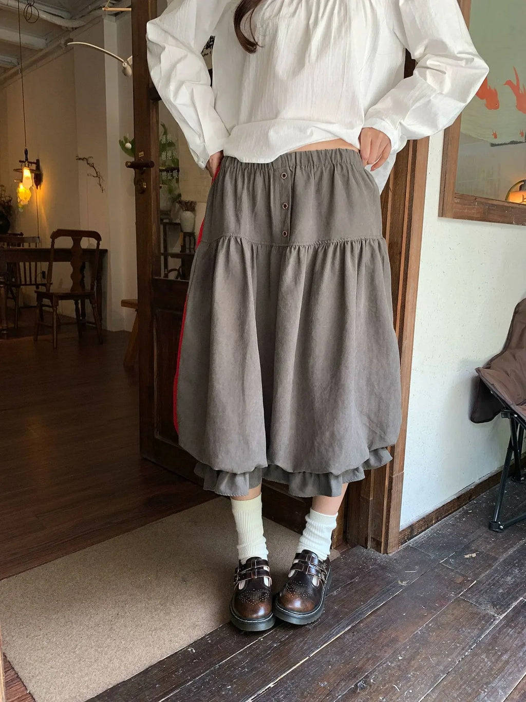 Grey midi skirt