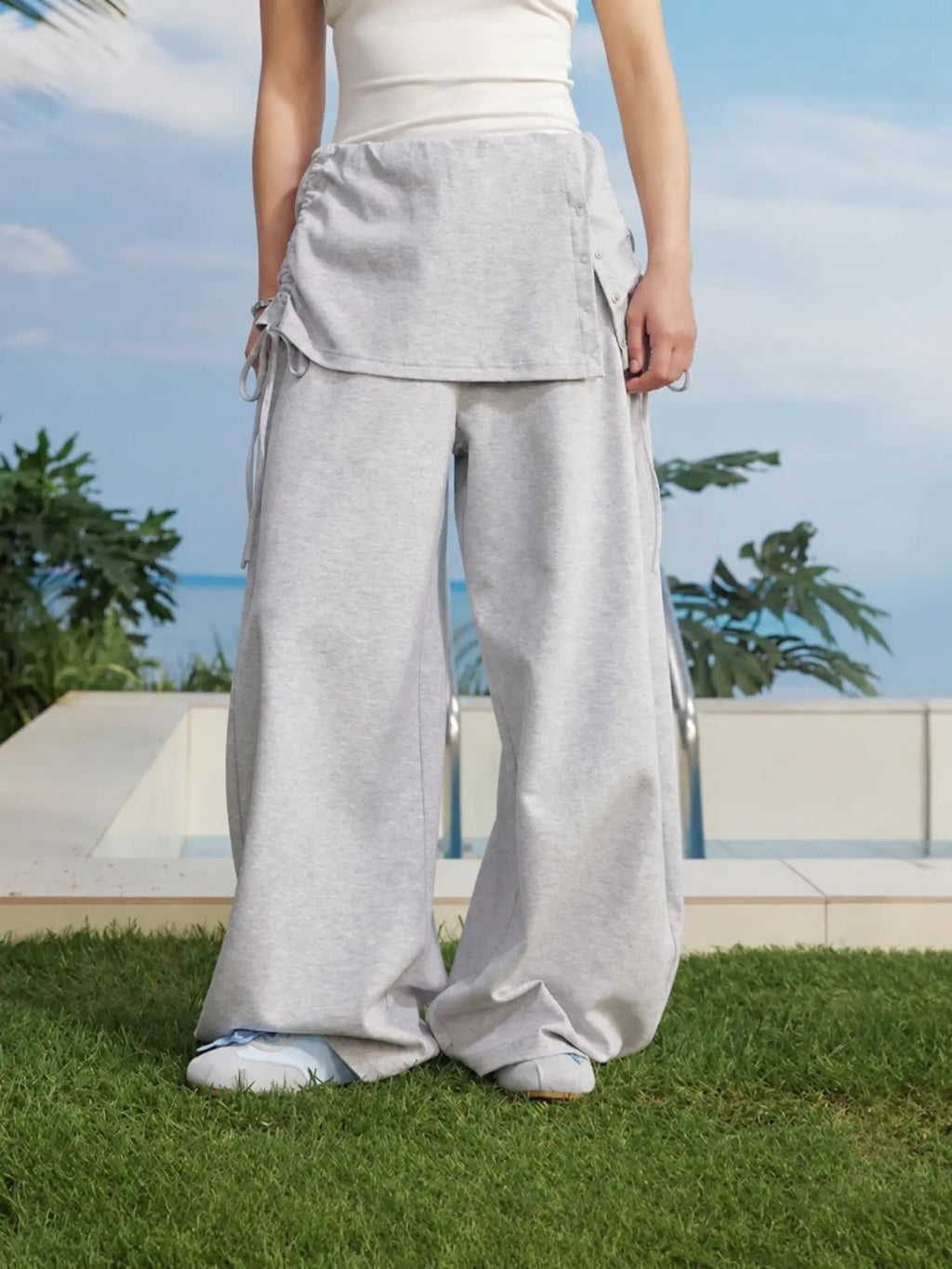 Pants with detachable skirt