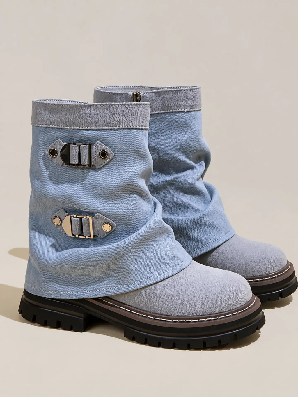 Denim boots