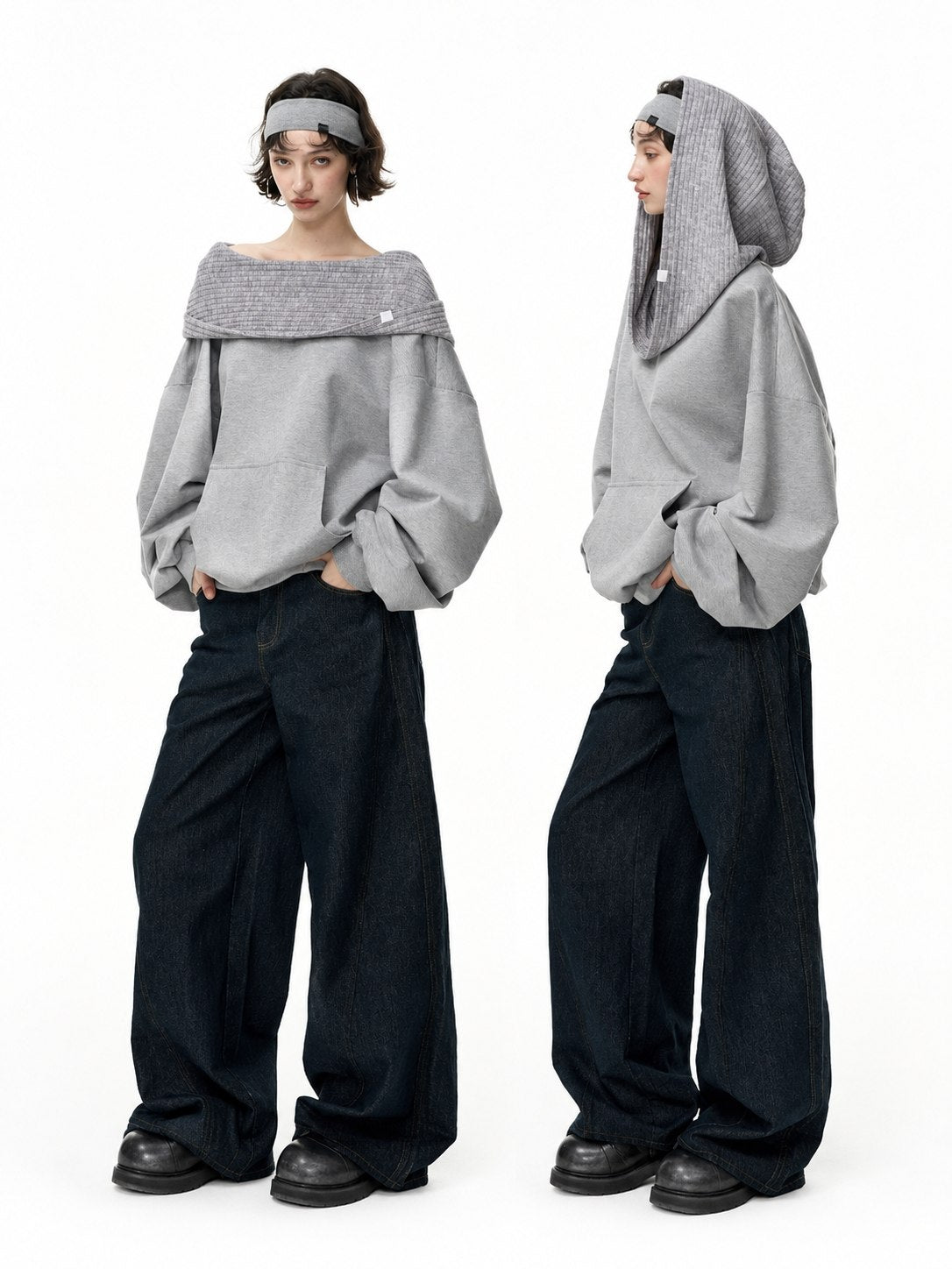 Off-shoulder hoodie