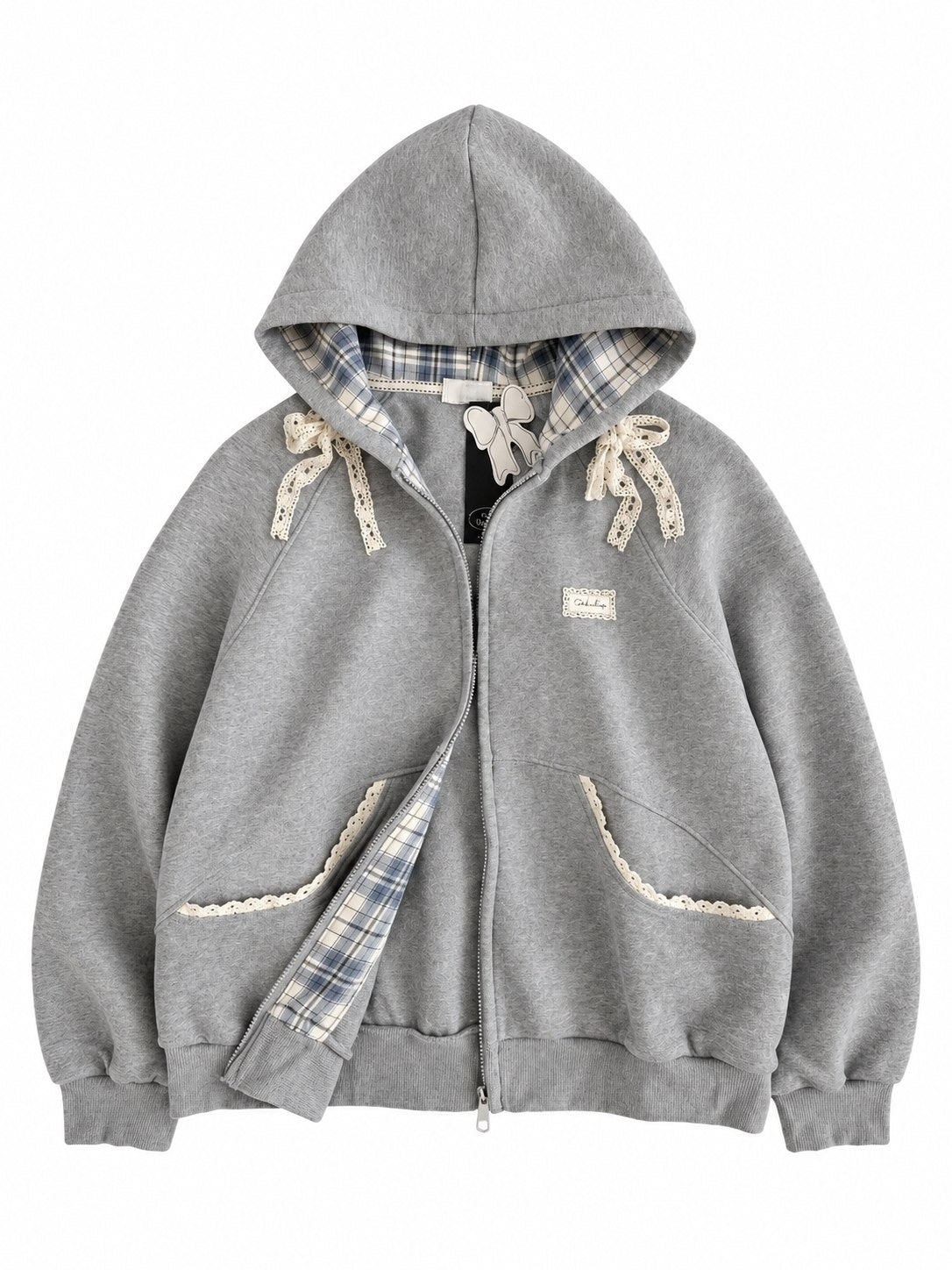 Lace bow-knot hoodie